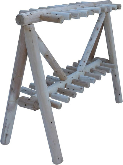21-Place Freestanding Log Ski Rack Holder, Indoor & Outdoor Snowboard Racks - Image 4