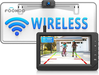 Fookoo HD 1080P 5-inch Wireless Backup Camera, DIY Guide Lines Wide Angle IP69 by FOOKOO