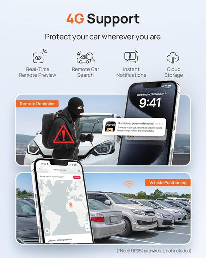 70mai A810 4K Dash Cam Front and Rear, Dual Dash Camera - Image 5