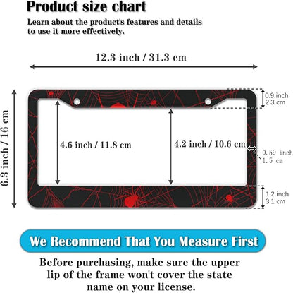 Custom License Plate Frame Red and Black License Plate Frames Red Spider Web - Image 2