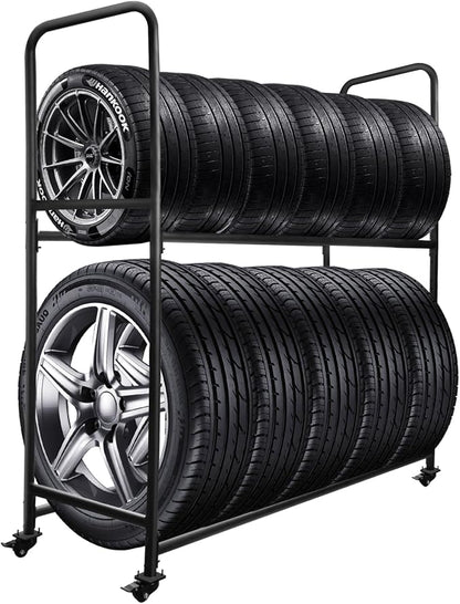 Rolling Tire Rack For Garage, Tire Storage Rack, Adjustable Metal by ZUIWAN
