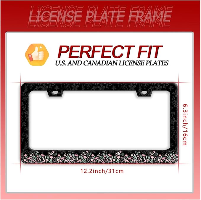 Cute Pink Flowers License Plate Frame Colorful Floral License Plate Frames - Image 7