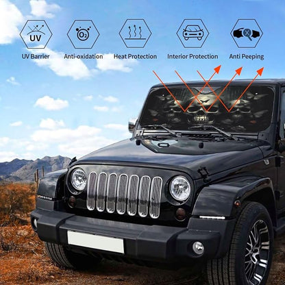 Skull Car Sun Shade Windshield Sunshade Foldable Front Window Shield Cover - Image 6
