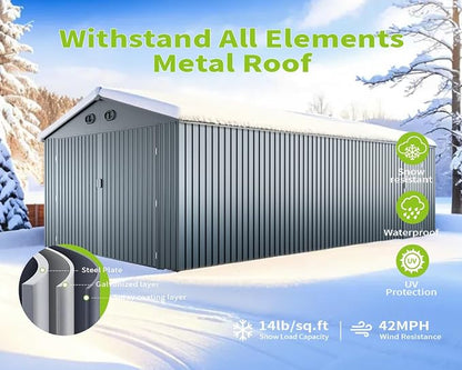 20 x 13 FT Outdoor Storage Shed, Large Metal Garden Shed - Image 7