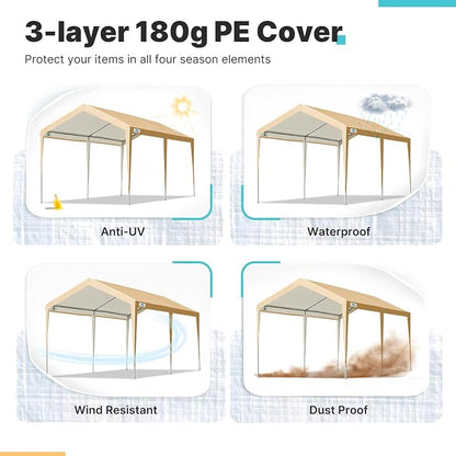 ADVANCE OUTDOOR Adjustable 10x20 ft Heavy Duty Carport Car Canopy Garage Boat - Image 4
