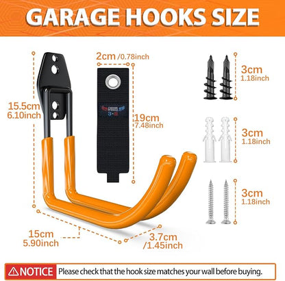 3-H Large Garden Hose Holder Wall Mount 4 Pack, Solid Steel Hose Hanger - Image 2
