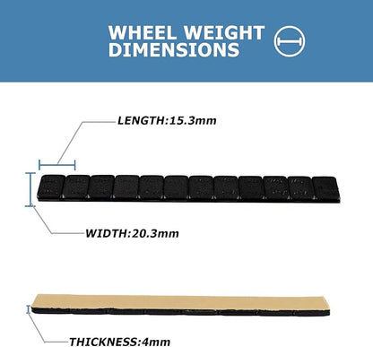 1/4 Oz Black Stick on Wheel Weights, Adhesive Backed Wheel Weights - Image 4