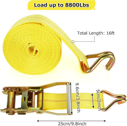 4 Pack 2 Inch Ratchet Straps Heavy Duty 16ft Tie Down Straps Ratchet - Image 2