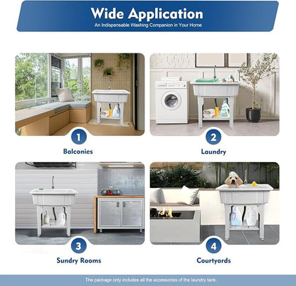 Freestanding Utility Sink Plastic Wash Station - Image 2