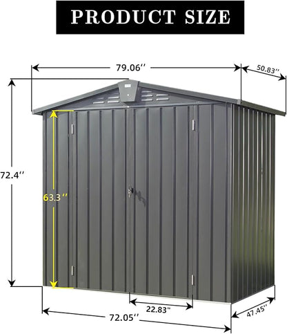 IKERY Galvanized Steel Storage Shed 6.5' x 4.2' - Image 7