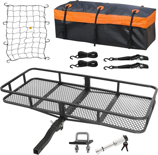 WEIZE Folding Hitch Mount Cargo Carrier Basket 60" x 20" x 6" by WEIZE