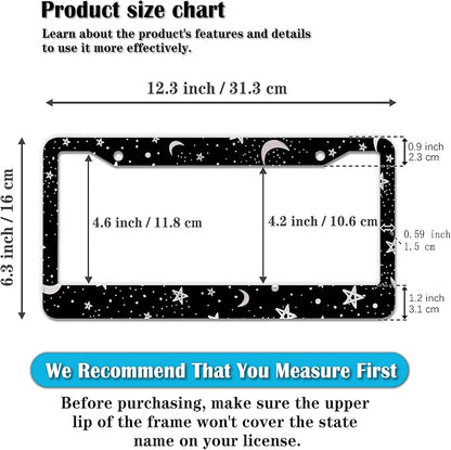 License Plate Frames Black and White License Plate Covers Night Moon Star Black - Image 2