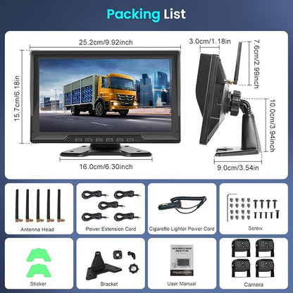 1080P Wireless Backup Camera Digital System Kit, Hodozzy 10.1 Inch HD 4 Quad - Image 7