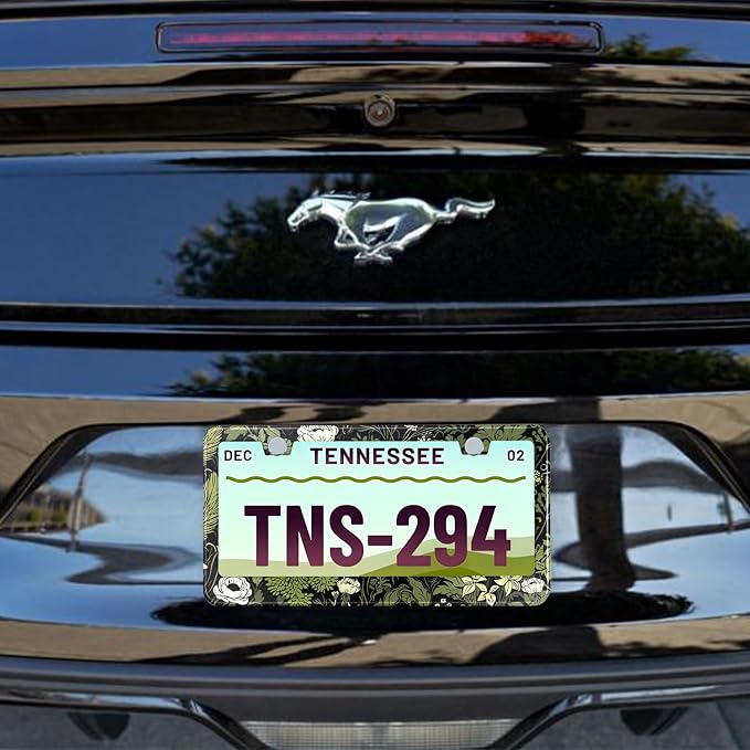 2 Pcs Sage Green Floral License Plate Frame Plant Flowers Stainless Steel - Image 7