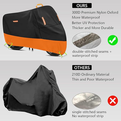 Powersports Vehicle Covers Black & Orange Waterproof Motorcycle Cover - Image 3