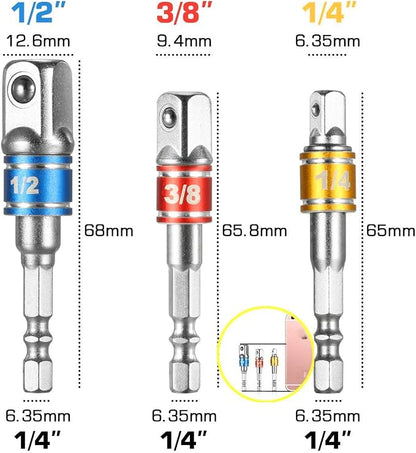 Impact Grade Socket Adapter/Extension Set Turns Power Drill Into High Speed Nut - Image 3