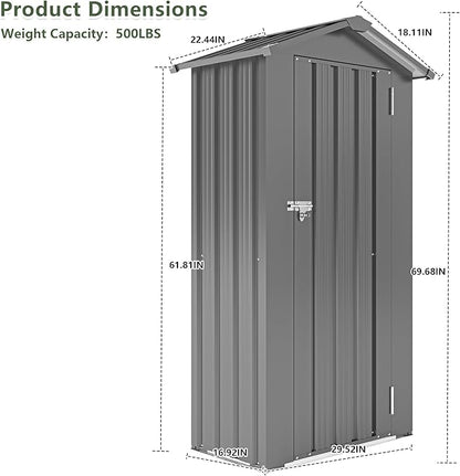 2.5x1.4 FT Outdoor Storage Shed, Small Metal Garden Shed - Image 5