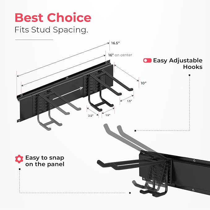 Garage Wall Organizer | 80" Heavy-Duty Tool Storage Rack | Adjustable - Image 3