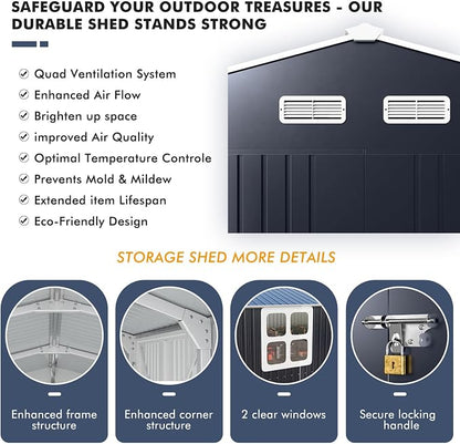 Metal Shed 10x16 FT Large with Customizable Skylight and Reinforced Steel Frame - Image 6