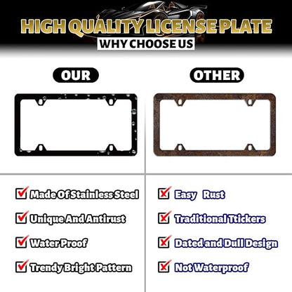 Abstract Marble Print License Plate Frame Wood Texture Marble License Plate - Image 7