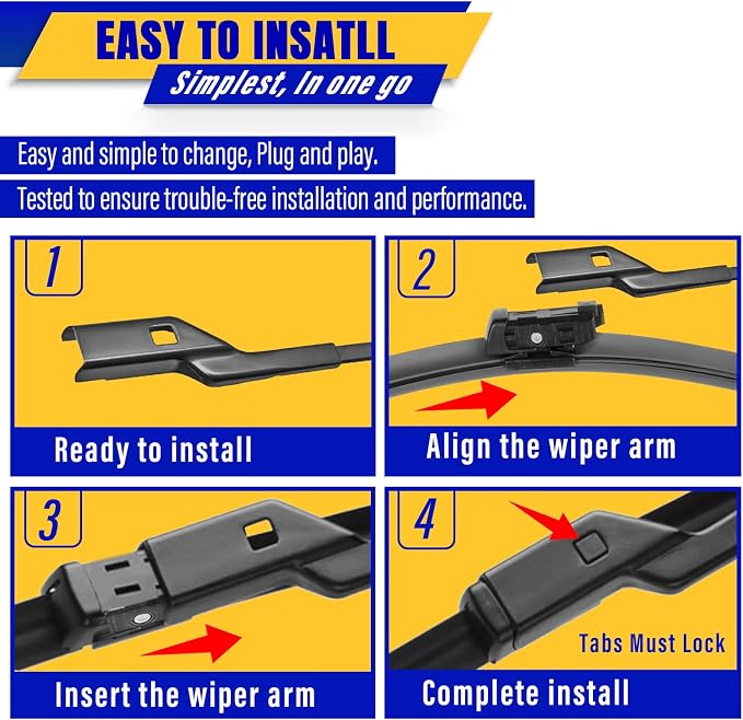 3 wipers Replacement for 2016-2022 Volvo XC90, Windshield Wiper Blades Original - Image 8