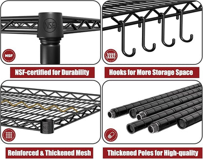 PrimeZone 2 Packs 55.5" W x 24" D x 80" H Heavy Duty Wire Storage Shelves - Image 4