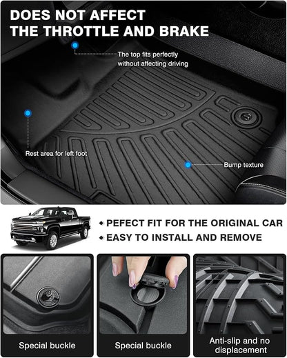 Powerty 3D Floor Mats for 2019-2025 Chevrolet Silverado 1500 & GMC Sierra 1500 - - Image 4