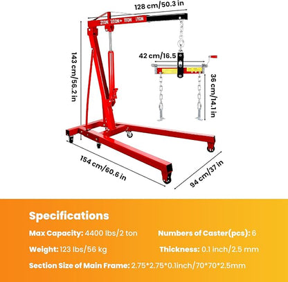 2 Ton Engine Hoist, Folding Cherry Picker Engine Hoist - Image 7