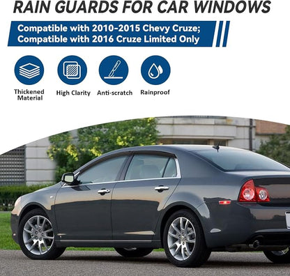 4pcs Front+Rear Smoke Tint Sun/Rain Guard Outside Mount Tape-On Vent Window - Image 2