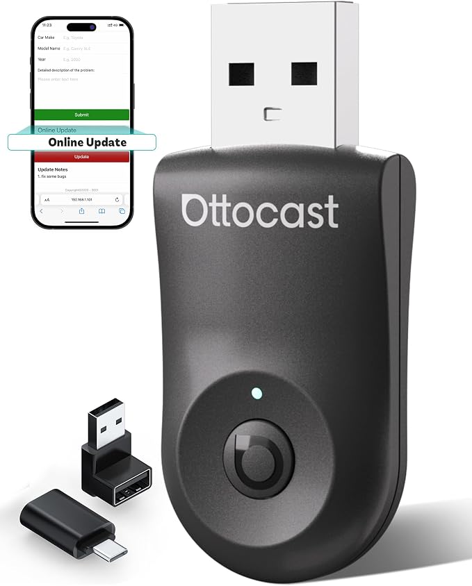 OTTOCAST Mini 2025-2-in-1 Wireless CarPlay/Android Auto Adapter, 5GHz WiFi by OTTOCAST-Stayconnectedstayahead
