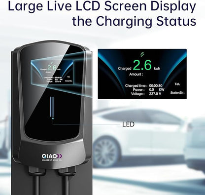 QIAO Level 2 EV Charger, Wi-Fi Bluetooth APP Enabled EVSE, 4.3in Display - Image 6