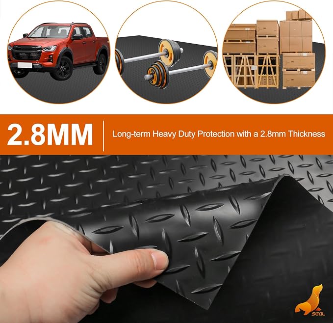 SEAL 5 x 15 Ft Premium Garage Floor Mat, Solid 2.8mm Thickened Black Commercial - Image 2