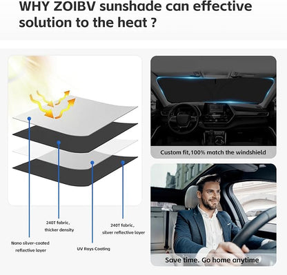 Sun Shade Sunshade for Chevrolet Malibu Windshield Cover, 4-Layer Front Window - Image 4