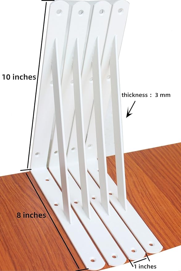 12 Pack L10 x H 8" White Heavy Duty Shelf Brackets - Image 2