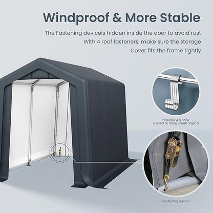 PHI VILLA 6'x10'x7' Outdoor Portable Storage Shelter Shed Garage - Image 8