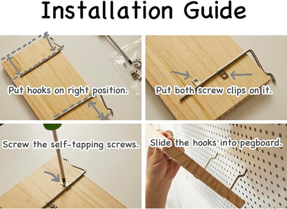 Shelves for PegBoard, Pine Wooden Pegboard Shelf Wall Organizer, Wooden Board - Image 4