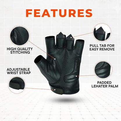 Daniel Smart Men's Motorcycle Leather Gloves - Image 3