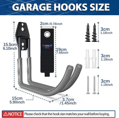 3-H Large Garden Hose Holder Wall Mount 4 Pack, Solid Steel Hose Hanger - Image 2