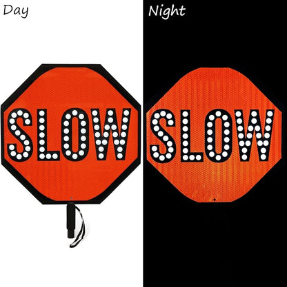 SmartSign 24" LED Stop/Slow Paddle, Rechargeable Battery & Charger, 2-Sided - Image 7