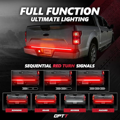 OPT7 60" Redline Triple Row LED Tailgate Light Bar w/Sequential RED Turn Signal - Image 2