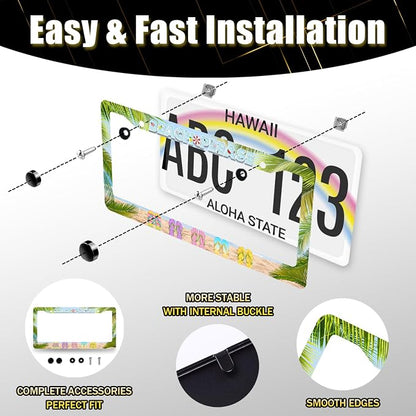 Beach Please License Plate Frame Hawaii Flip Flops License Plate Stainless - Image 6