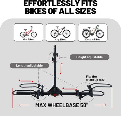 Young 200 lbs. 2 Bike Rack Hitch Mount Platform Style - Image 5