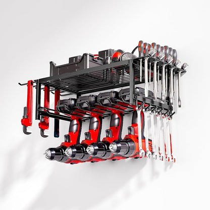 Power Tool Organizer, Garage shelving 2 Layers Garage Tool Organizers 4 Drill by WOFLUAS