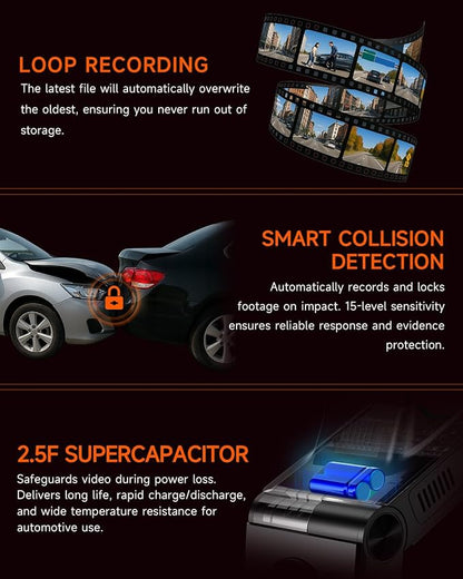4K Dash Cam Front and Inside, 360 Camera - Image 7