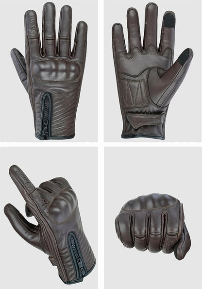Full Finger Leather Motorcycle Gloves - Image 2