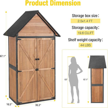 Outdoor Storage Shed, Vertical Wooden Tool Shed - Image 7