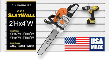 2'H x 4'W Slatwall Panel Garage Wall Organizer: Heavy Duty Wall Mounted PVC by DLDIRECT