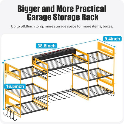 CCCEI Yellow Power Tool Organizer Wall Mount, Large Tools and Battery Storage - Image 5