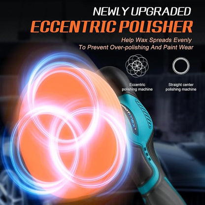 Cordless Car Buffer Polisher w/ 2x2000mAh 21V Batteries, 6 Inch Car buffer - Image 3