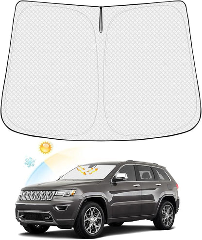 Windshield Sun Shade for Jeep Grand Cherokee 2011-2021 Thicken 6-Layer Foldable by Canvcle